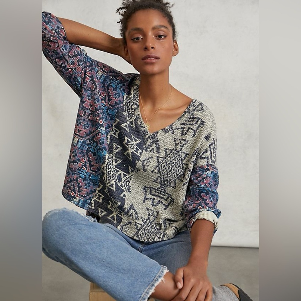 Anthropologie Pilcro Moira pullover tribal cotton XL